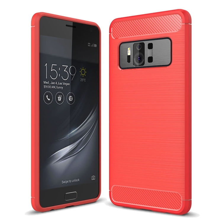 For Asus ZenFone AR ZS571KL Brushed Texture Carbon Fiber Shockproof TPU Rugged Armor Protective Case