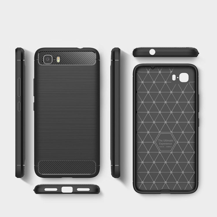 For Asus Zenfone 3s Max ZC521TL Brushed Texture Carbon Fiber Shockproof TPU Rugged Armor Protective Case
