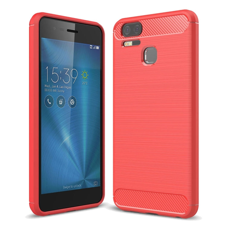 For Asus Zenfone 3 Zoom ZE553KL Brushed Texture Carbon Fiber Shockproof TPU Rugged Armor Protective Case