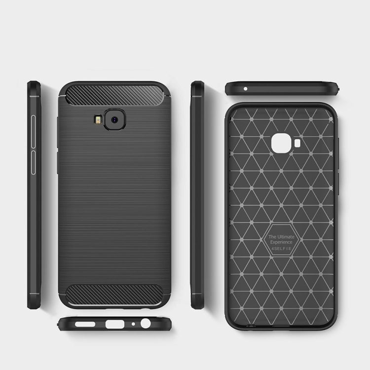 For Asus ZenFone 4 Selfie ZD553KL Brushed Texture Carbon Fiber Shockproof TPU Rugged Armor Protective Case