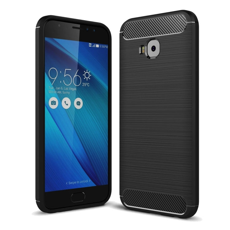 For Asus ZenFone 4 Selfie ZD553KL Brushed Texture Carbon Fiber Shockproof TPU Rugged Armor Protective Case