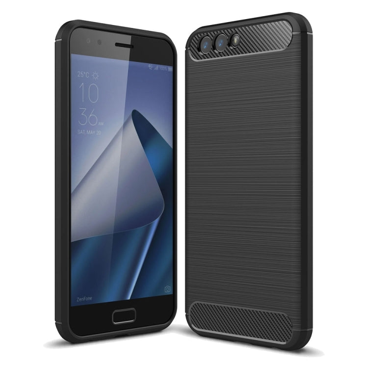 For Asus ZenFone 4 ZE554KL Brushed Texture Carbon Fiber Shockproof TPU Rugged Armor Protective Case