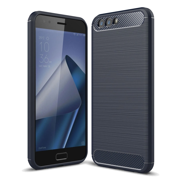 For Asus ZenFone 4 ZE554KL Brushed Texture Carbon Fiber Shockproof TPU Rugged Armor Protective Case