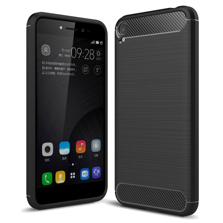 For Asus ZenFone Live ZB501KL Brushed Texture Carbon Fiber Shockproof TPU Rugged Armor Protective Case