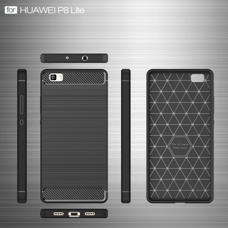 For Huawei  P8 Lite Brushed Texture Fiber TPU Rugged Armor Protective Case