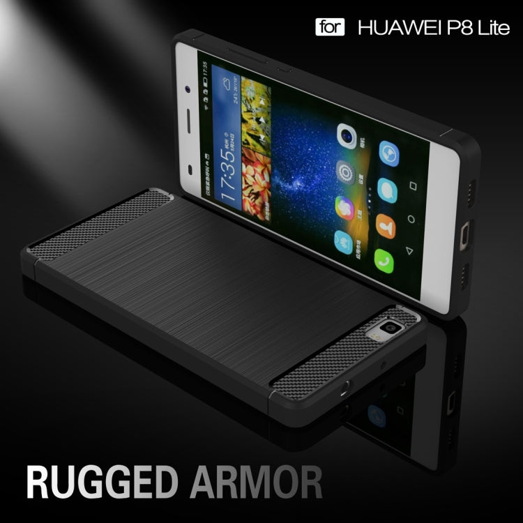 For Huawei  P8 Lite Brushed Texture Fiber TPU Rugged Armor Protective Case