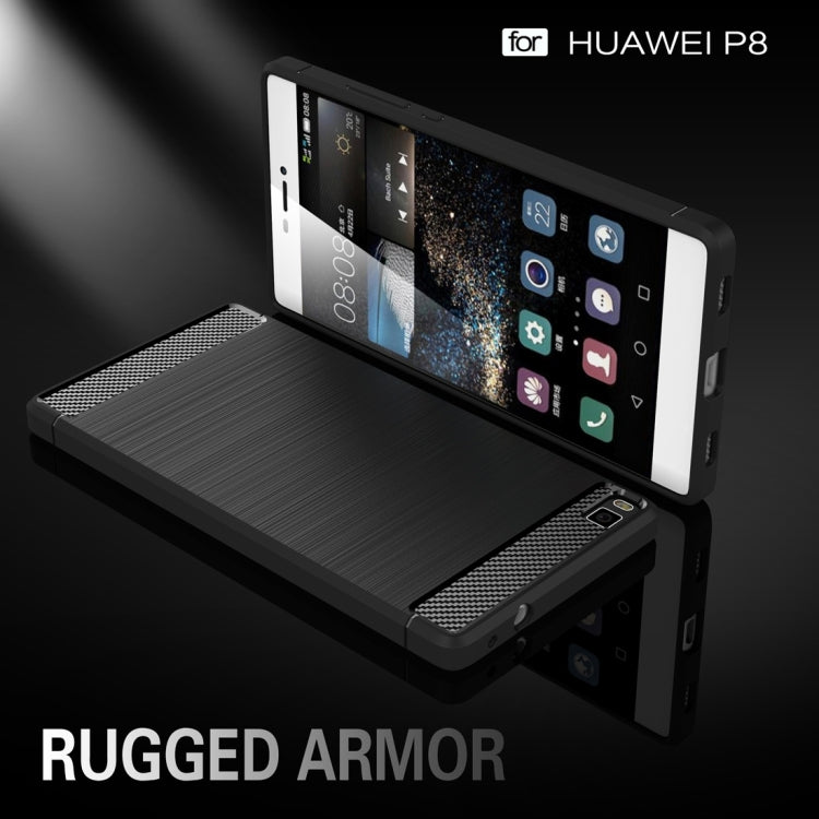 For Huawei  P8 Brushed Texture Fiber TPU Rugged Armor Protective Case