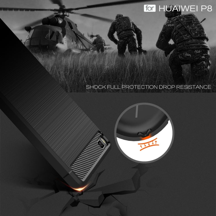 For Huawei  P8 Brushed Texture Fiber TPU Rugged Armor Protective Case