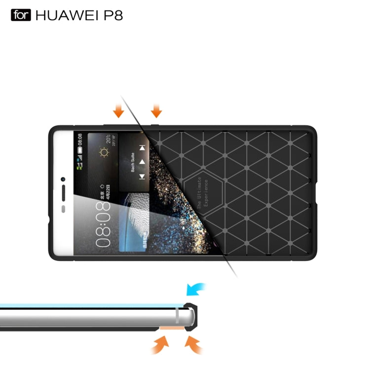 For Huawei  P8 Brushed Texture Fiber TPU Rugged Armor Protective Case