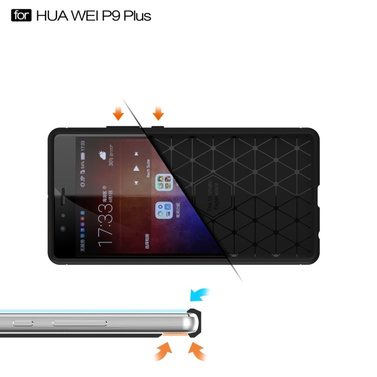 For Huawei  P9 Plus Brushed Texture Fiber TPU Rugged Armor Protective Case
