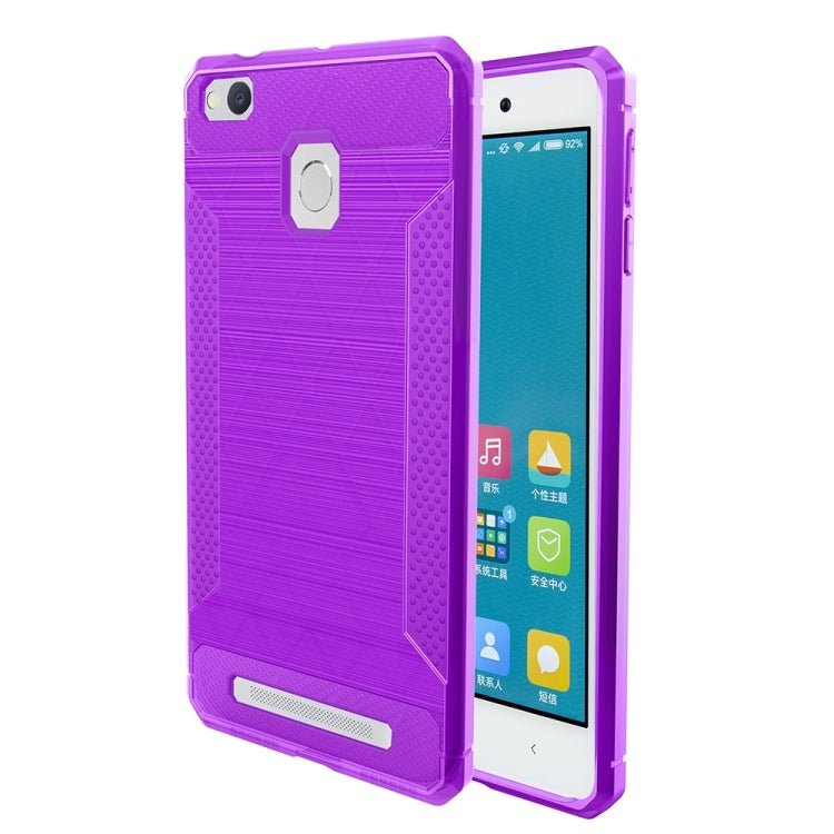 For Xiaomi  Redmi 3 / 3s / 3 Pro Brushed Texture Carbon Fiber Anti-slip TPU Protective Cover Case