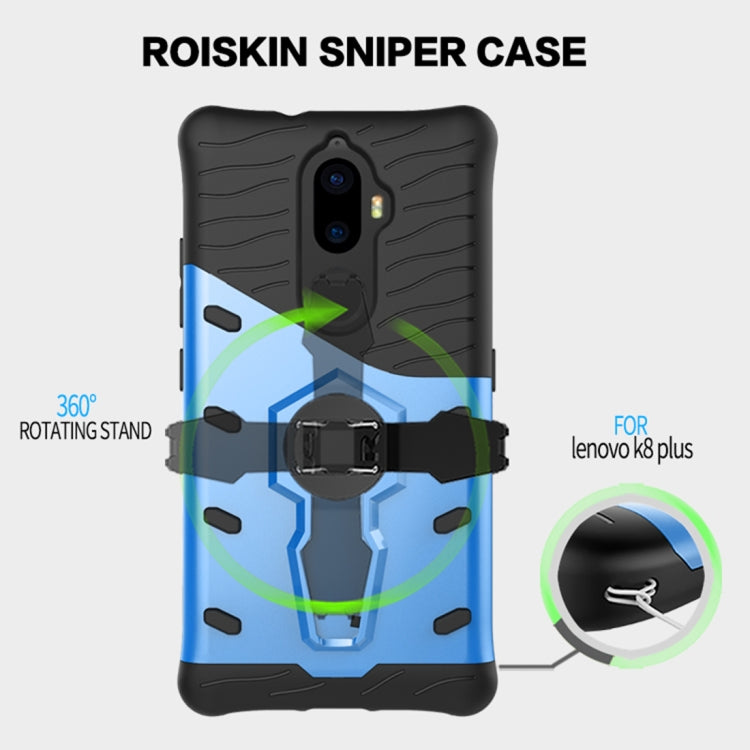 For Lenovo K8 Plus PC + TPU Dropproof Sniper Hybrid Protective Back Cover Case with 360 Degree Rotation Holder