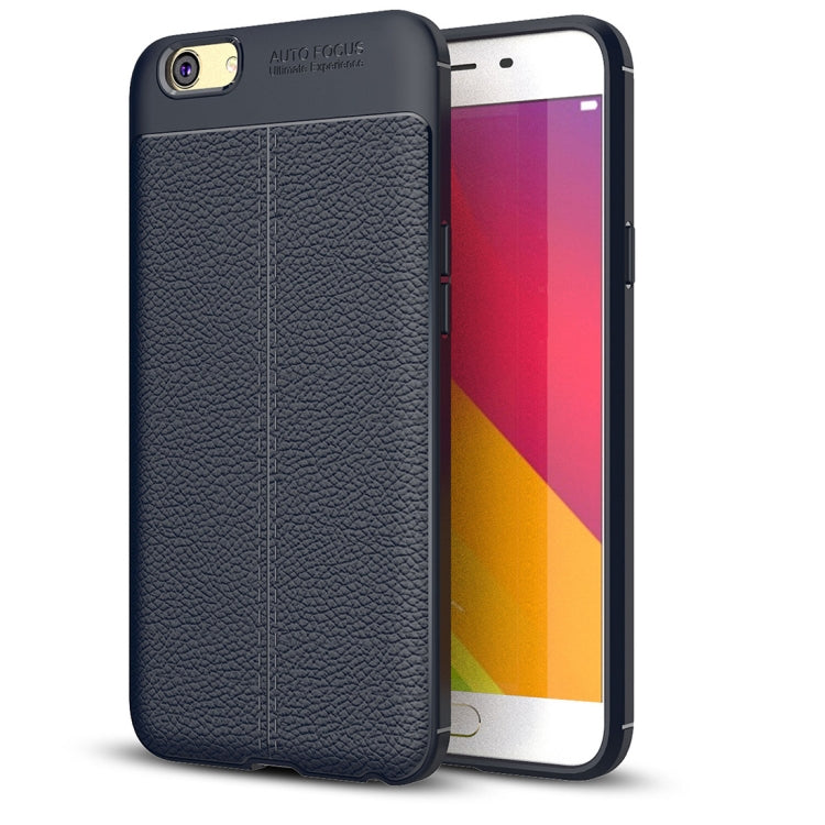 For OPPO  A59 Litchi Texture Full Coverage TPU Protective Back Cover Case