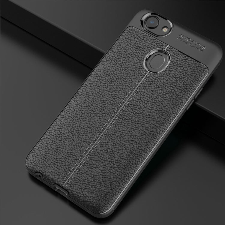 For OPPO  A79 Litchi Texture Design Soft TPU Anti-skip Protective Cover Back Case