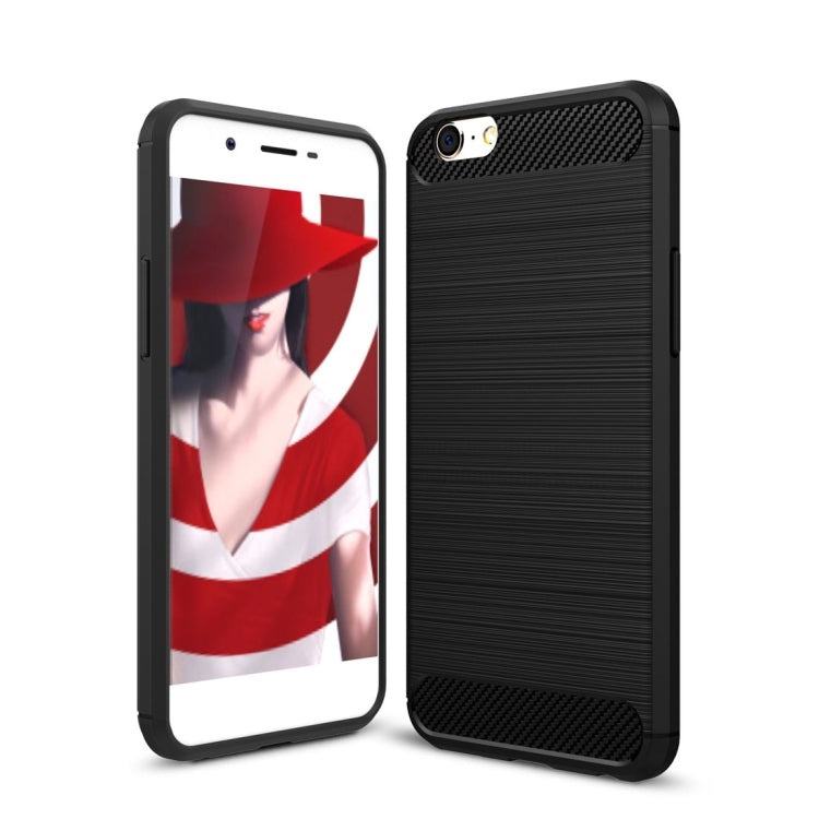 For OPPO  A39 Carbon Fiber TPU Brushed Texture Shockproof Protective Back Cover Case