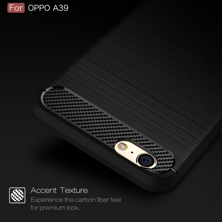 For OPPO  A39 Carbon Fiber TPU Brushed Texture Shockproof Protective Back Cover Case