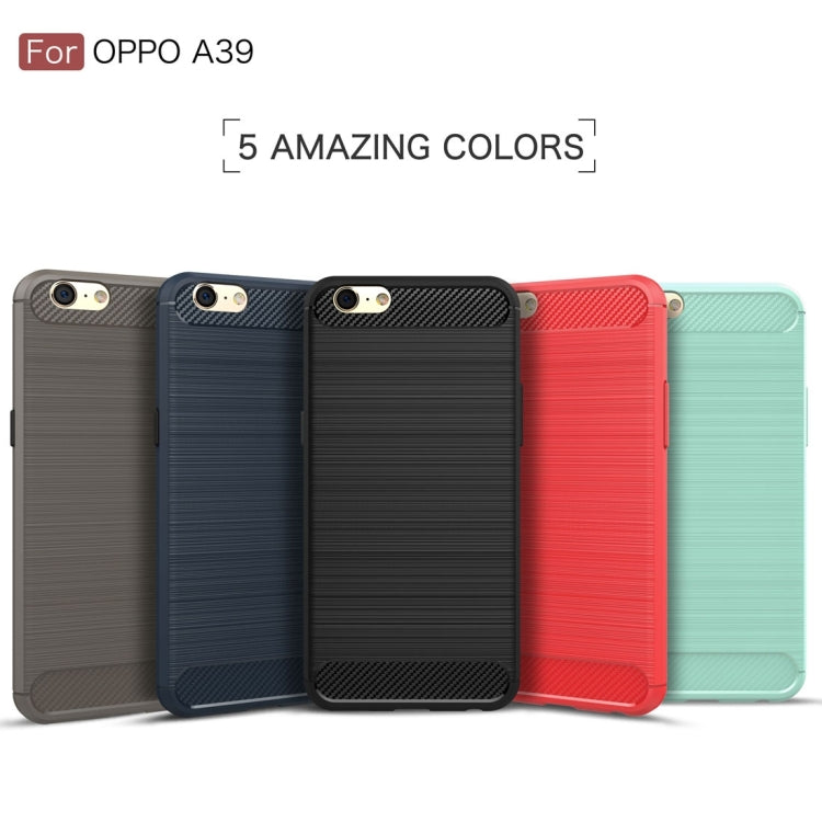For OPPO  A39 Carbon Fiber TPU Brushed Texture Shockproof Protective Back Cover Case