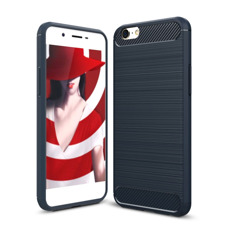 For OPPO  A39 Carbon Fiber TPU Brushed Texture Shockproof Protective Back Cover Case