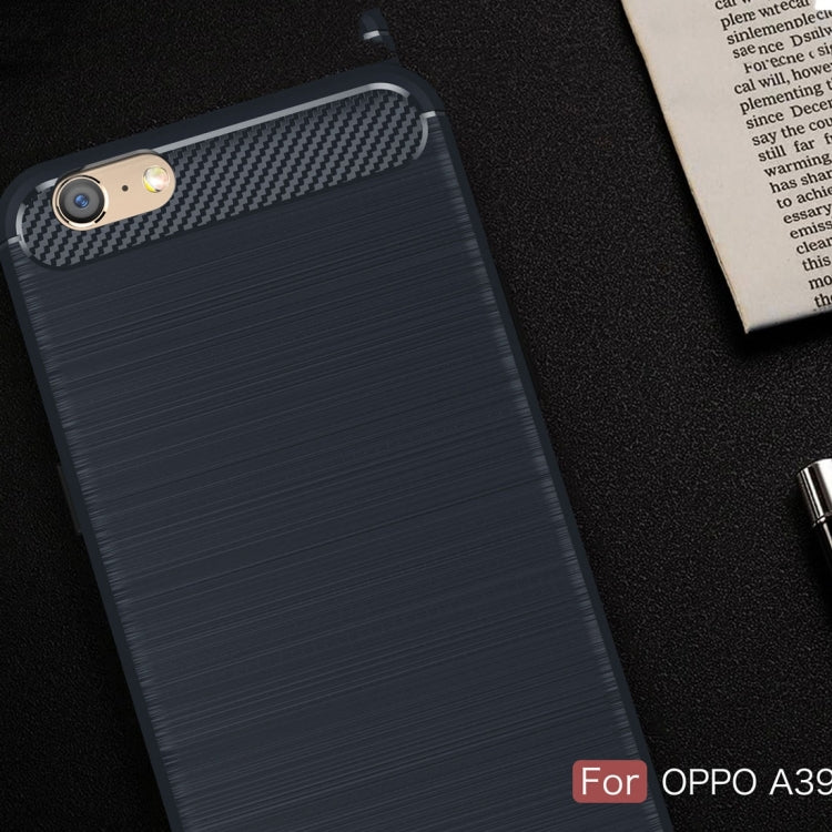 For OPPO  A39 Carbon Fiber TPU Brushed Texture Shockproof Protective Back Cover Case