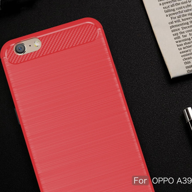 For OPPO  A39 Carbon Fiber TPU Brushed Texture Shockproof Protective Back Cover Case