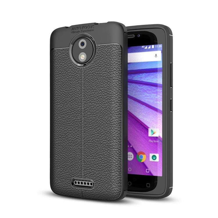 For Motorola Moto C Plus Litchi Texture Design Soft TPU Anti-skip Protective Cover Back Case