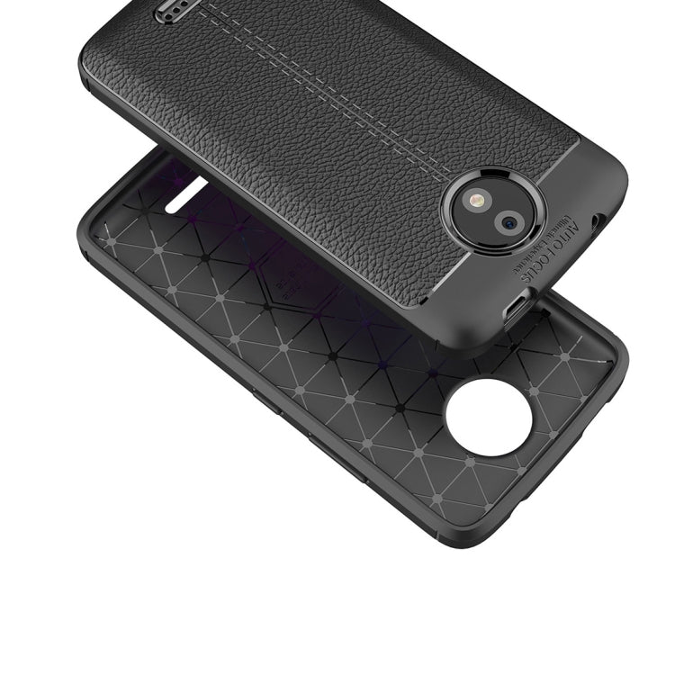 For Motorola Moto C Plus Litchi Texture Design Soft TPU Anti-skip Protective Cover Back Case