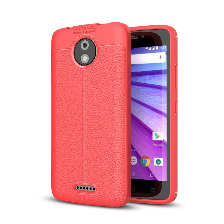 For Motorola Moto C Plus Litchi Texture Design Soft TPU Anti-skip Protective Cover Back Case