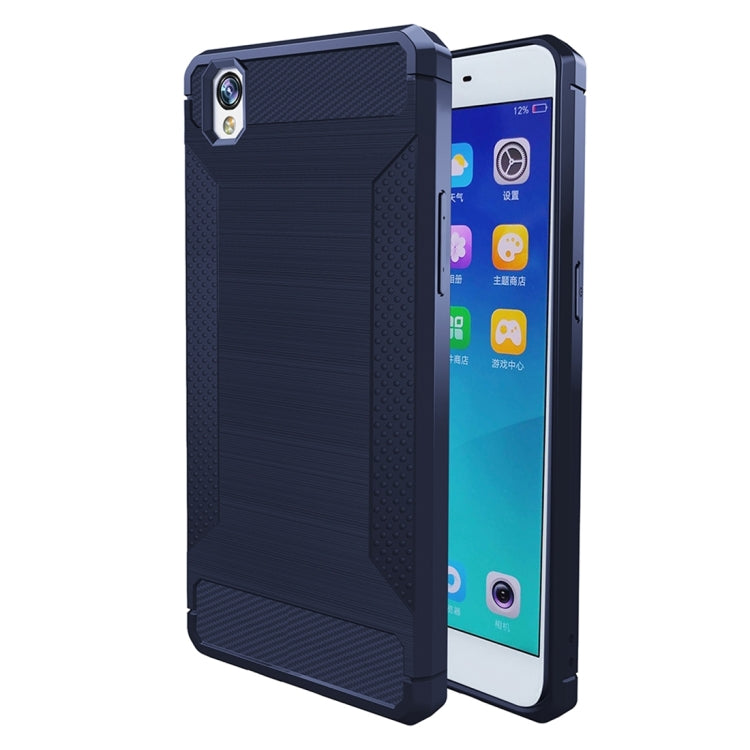 For OPPO  A37 / Neo 9 Brushed Texture Carbon Fiber Anti-slip TPU Protective Cover Case