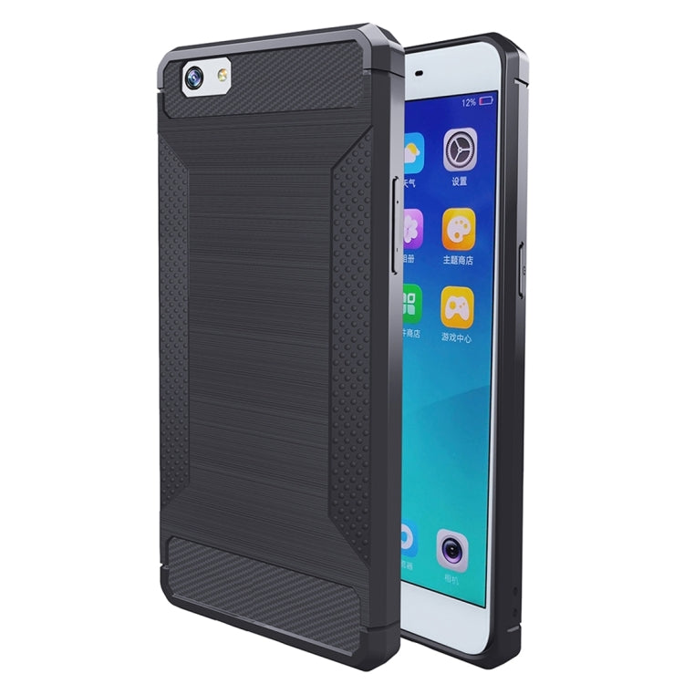 For OPPO  A57 / A39 Brushed Texture Carbon Fiber Anti-slip TPU Protective Cover Case