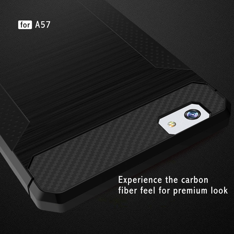 For OPPO  A57 / A39 Brushed Texture Carbon Fiber Anti-slip TPU Protective Cover Case