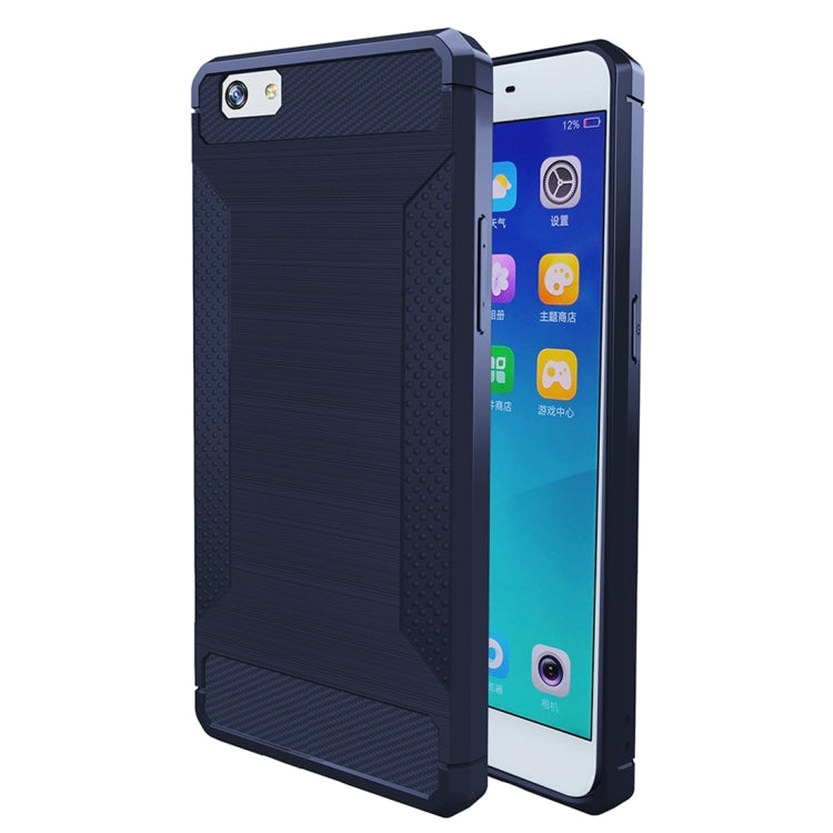 For OPPO  A57 / A39 Brushed Texture Carbon Fiber Anti-slip TPU Protective Cover Case