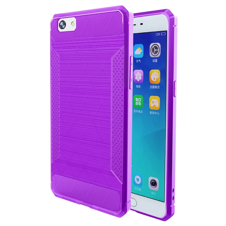 For OPPO  A57 / A39 Brushed Texture Carbon Fiber Anti-slip TPU Protective Cover Case