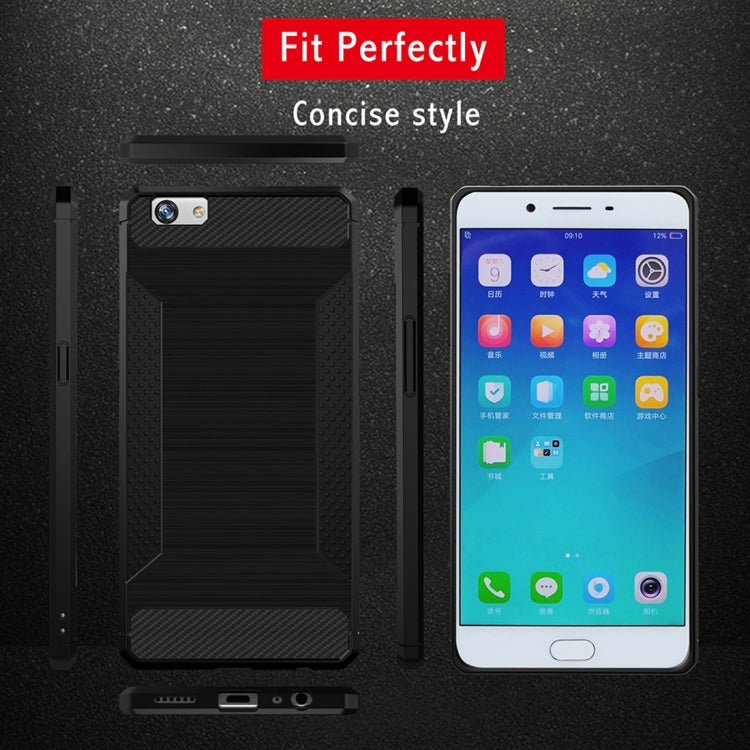 For OPPO  A57 / A39 Brushed Texture Carbon Fiber Anti-slip TPU Protective Cover Case