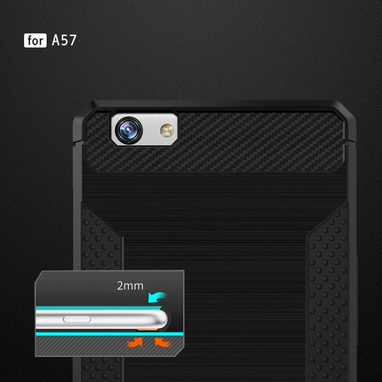 For OPPO  A57 / A39 Brushed Texture Carbon Fiber Anti-slip TPU Protective Cover Case