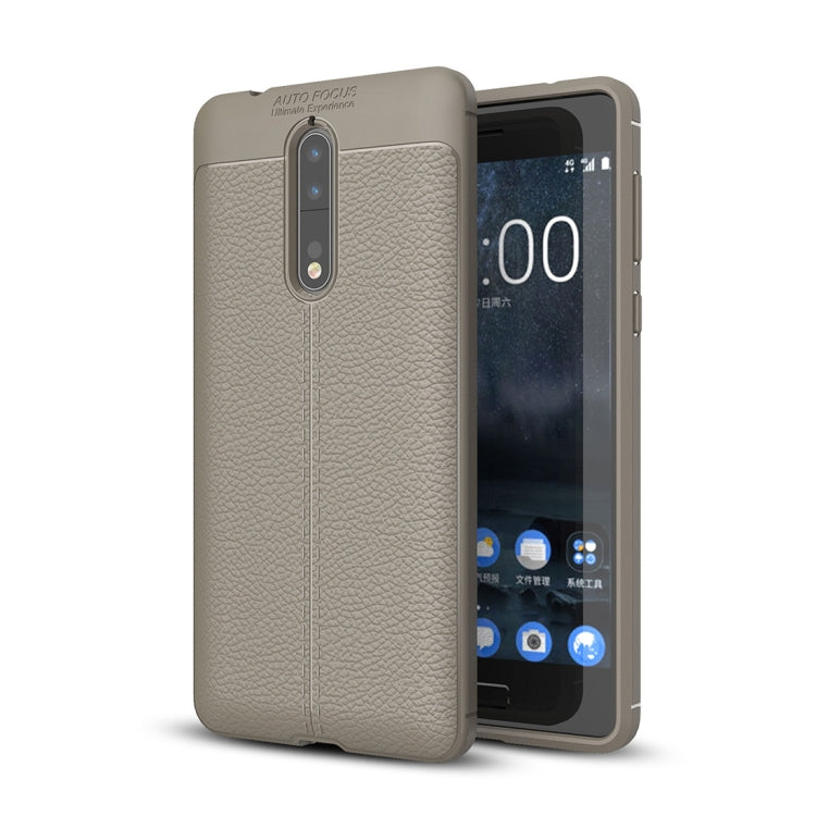 For Nokia 8 Litchi Texture Design Soft TPU Anti-skip Protective Cover Back Case