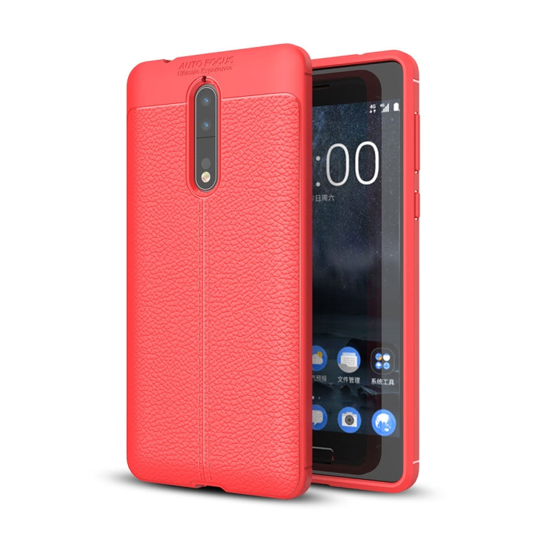 For Nokia 8 Litchi Texture Design Soft TPU Anti-skip Protective Cover Back Case