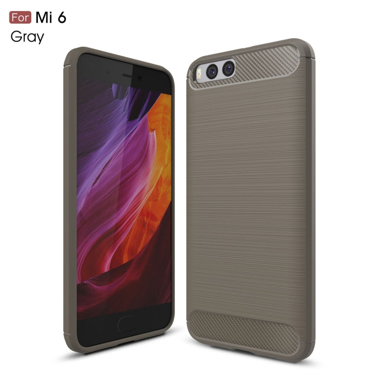 For Xiaomi  Mi 6 Brushed Texture Carbon Fiber Shockproof TPU Rugged Armor Protective Case