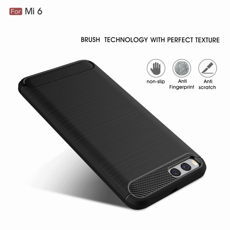 For Xiaomi  Mi 6 Brushed Texture Carbon Fiber Shockproof TPU Rugged Armor Protective Case