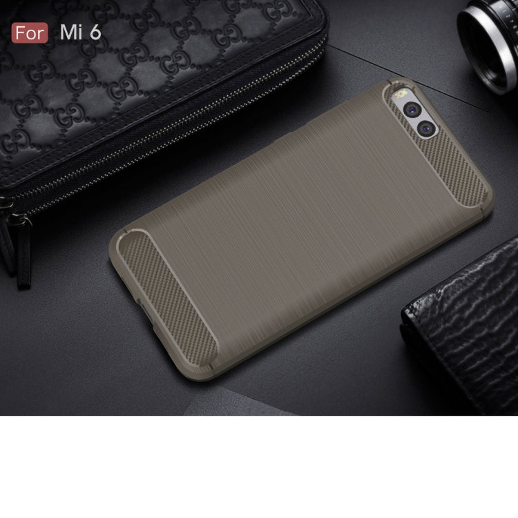 For Xiaomi  Mi 6 Brushed Texture Carbon Fiber Shockproof TPU Rugged Armor Protective Case