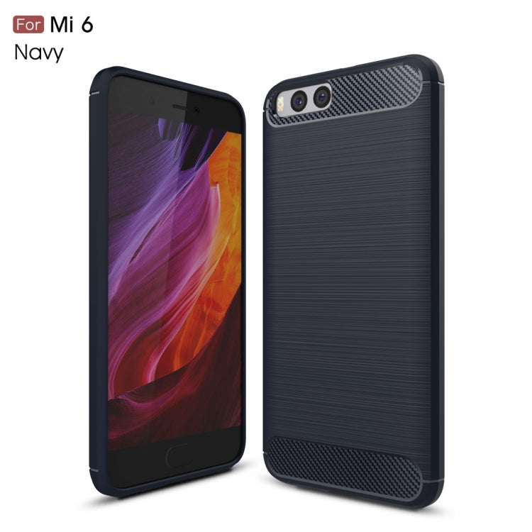 For Xiaomi  Mi 6 Brushed Texture Carbon Fiber Shockproof TPU Rugged Armor Protective Case