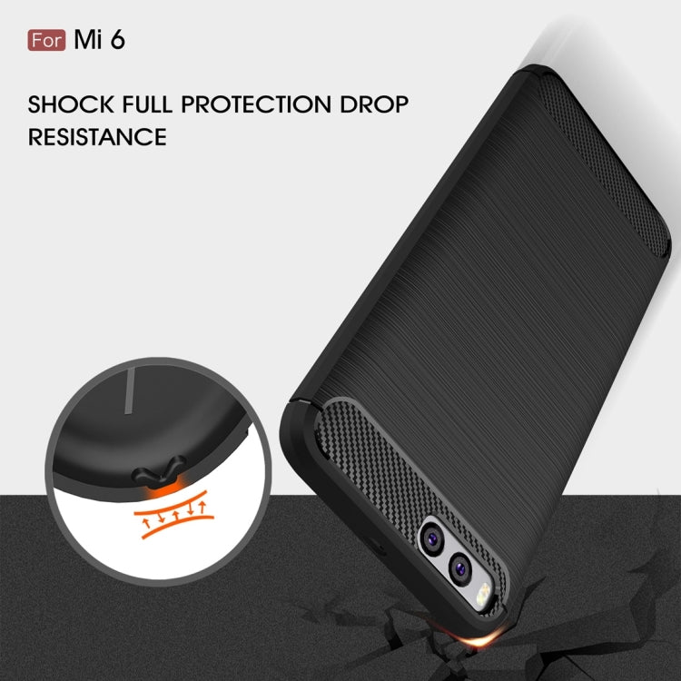 For Xiaomi  Mi 6 Brushed Texture Carbon Fiber Shockproof TPU Rugged Armor Protective Case