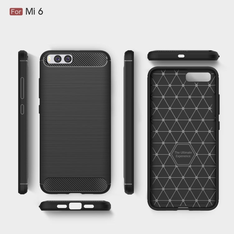 For Xiaomi  Mi 6 Brushed Texture Carbon Fiber Shockproof TPU Rugged Armor Protective Case