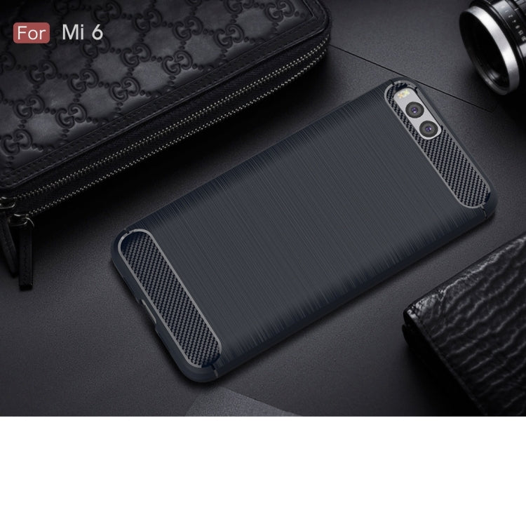 For Xiaomi  Mi 6 Brushed Texture Carbon Fiber Shockproof TPU Rugged Armor Protective Case