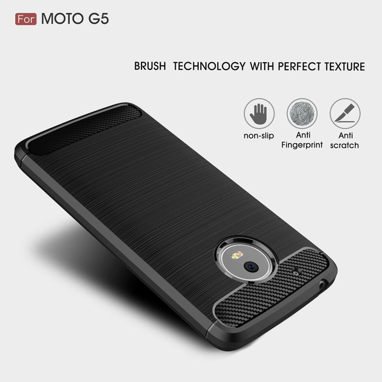 For Motorola Moto Gï¼ˆ5th Gen.ï¼‰ Brushed Carbon Fiber Texture Shockproof TPU Protective Cover Case