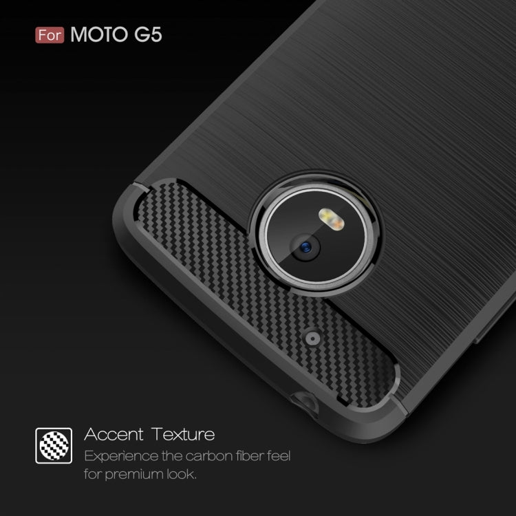 For Motorola Moto Gï¼ˆ5th Gen.ï¼‰ Brushed Carbon Fiber Texture Shockproof TPU Protective Cover Case