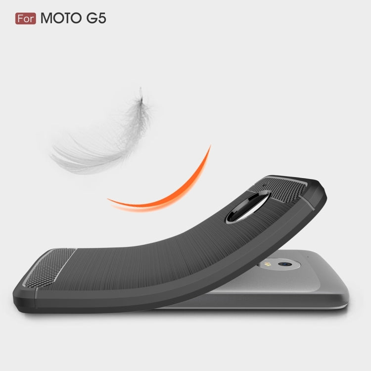 For Motorola Moto Gï¼ˆ5th Gen.ï¼‰ Brushed Carbon Fiber Texture Shockproof TPU Protective Cover Case