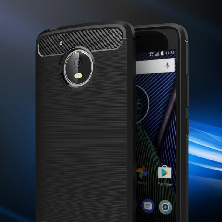 For Motorola Moto Gï¼ˆ5th Gen.ï¼‰ Brushed Carbon Fiber Texture Shockproof TPU Protective Cover Case