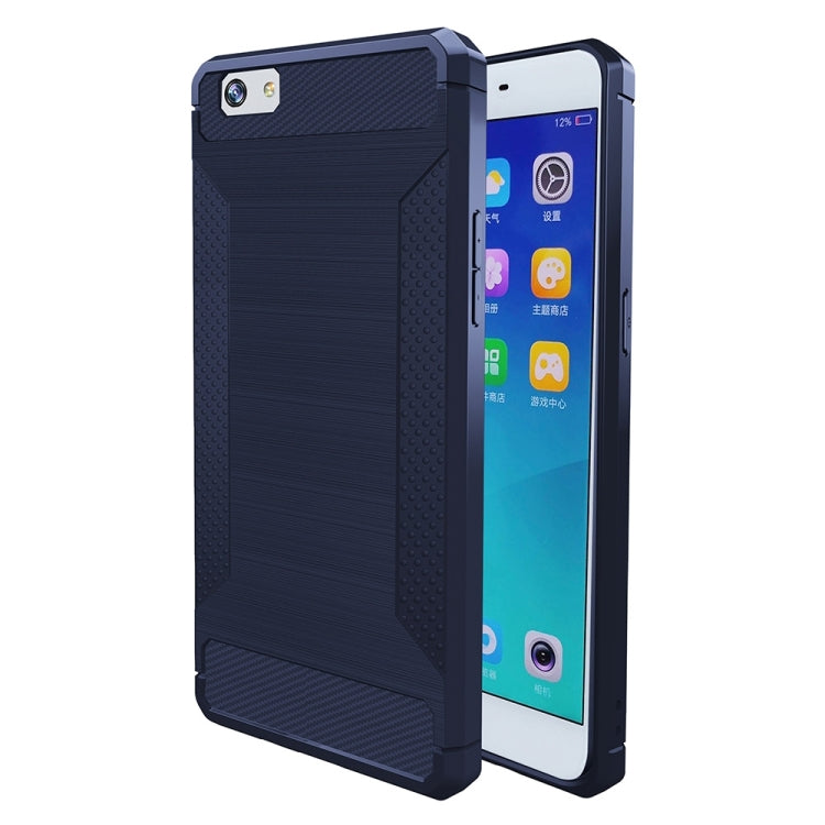 For OPPO  R9s Brushed Texture Carbon Fiber Anti-slip TPU Protective Cover Case