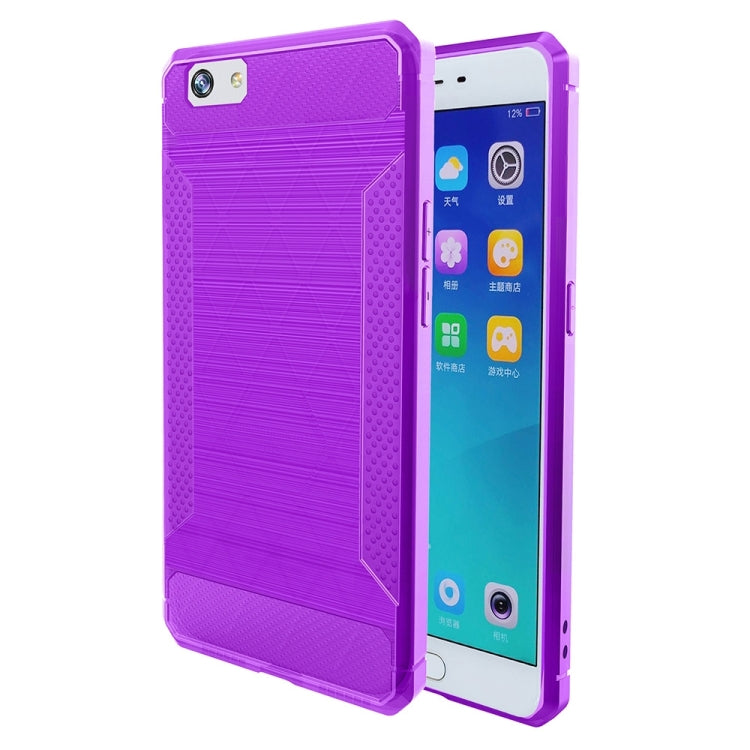 For OPPO  R9s Brushed Texture Carbon Fiber Anti-slip TPU Protective Cover Case