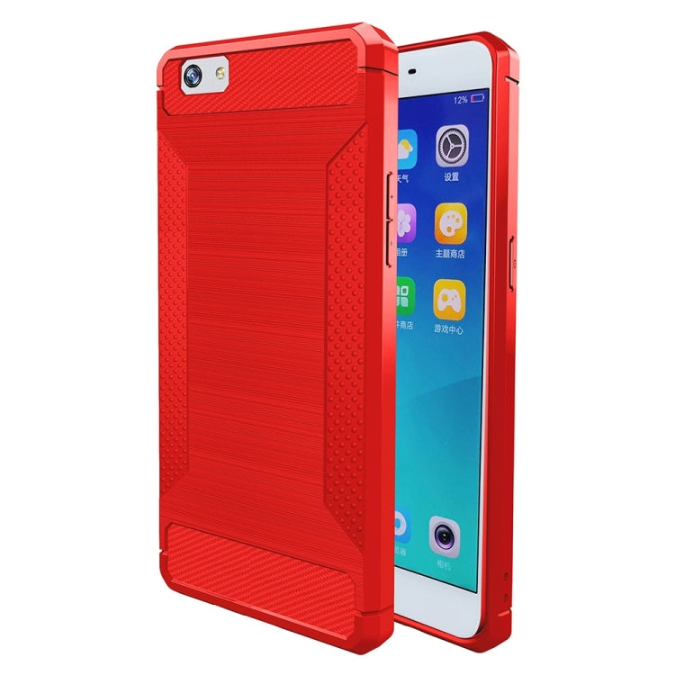 For OPPO  R9s Brushed Texture Carbon Fiber Anti-slip TPU Protective Cover Case